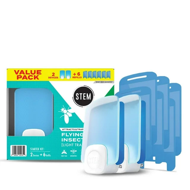 STEM Attracts & Traps Flying Insect Light Trap - 2 Devices +6 Refills Value Pack - Bellso